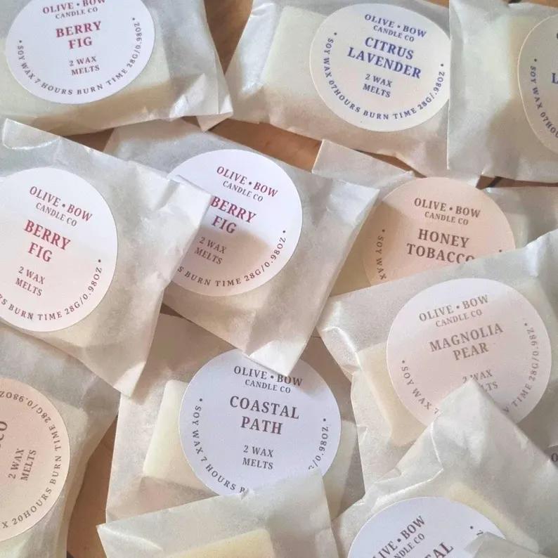 Collection of wax melts by Olive Bow Candle Co