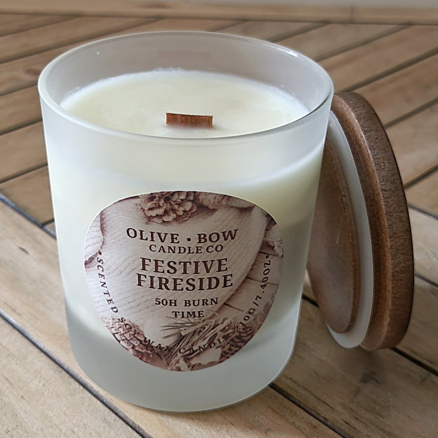 Festive Fireside Soy Wood Wick Candle 210g