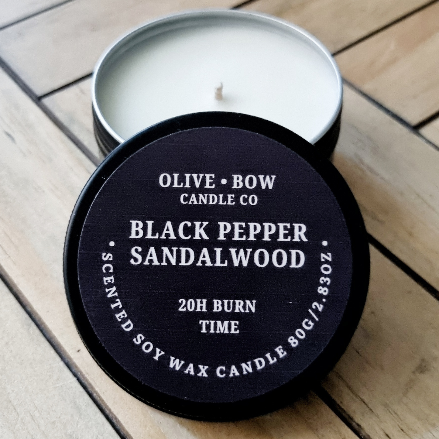 Black pepper Sandalwood Soy wax Candle 80g