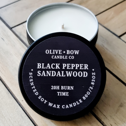 Black pepper Sandalwood Soy wax Candle 80g