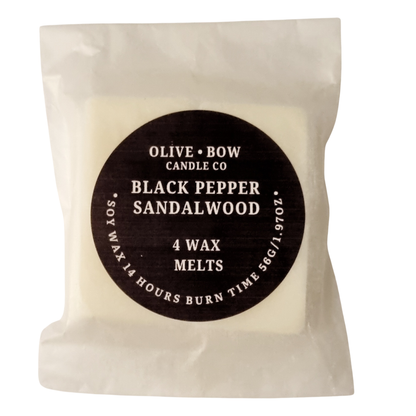 Black pepper and sandalwood  Soy Wax Melts pack of 4